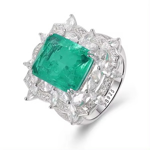 Luxury 925 Silver Emerald Cluster <b>Rings</b> Rose <b>Gold</b> & <b>Gold</b> Plated Trendy <b>Cubic</b> <b>Zirconia</b> Setting - Product Image 1