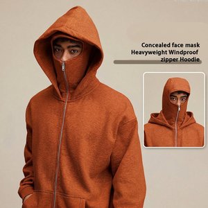 Sudadera con capucha y cremallera completa para hombre, estilo urbano, con doble capucha, color liso, estilo streetwear moderno e informal para invierno. - Product Image 6