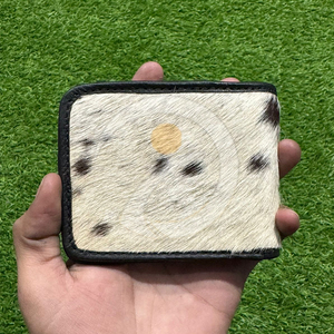 Cartera de Cuero Genuino Hecha a Mano con Pelo, Cartera Delgada Bifold, Tarjetero de Cuero, Sensación Clásica Premium - Product Image 1