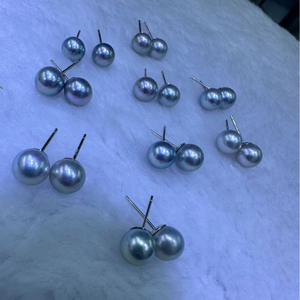 8-9mm Aurora Sea Water True Duo Ma Akoya Pure Silver Stud <b>Earrings</b> 25 New Products with Female <b>Box</b> Elegant Earnail Design - Product Image 3