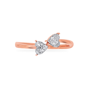 <b>Two</b>-<b>Stone</b> Heart Diamond <b>Ring</b>, 14K Rose Gold Bypass Band Sparkle Accent Elegant Jewelry for Women - Product Image 3