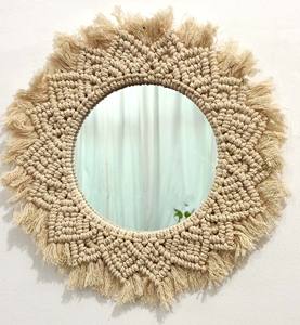 100% Cotton Handmade Woven Home Decor Macrame Mirror Round Wall Hanging - Product Image 2