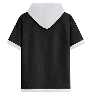 Men's <b>Short</b> <b>Sleeve</b> Hooded Sweatshirt Color Block Pullover <b>Hoodie</b> with Drawstring Pocket Casual Top - Product Image 6