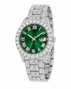 Reloj de Lujo Unisex con Esfera Verde, Diamantes Moissanite, Movimiento ETA, Correa de Acero Inoxidable, Cuarzo Analógico, Cristal de Zafiro y Cierre Desplegable - Product Image 3