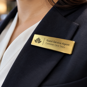 Badge nominatif d'entreprise personnalisé en métal, étiquette nominative pour le personnel, logo personnalisé pour uniforme de bureau - Product Image 4