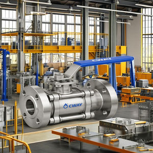 Válvula de Acero Inoxidable de Alta Calidad, Diseño de 3 Piezas, Accionamiento por Palanca, Pasante Completo, Extremo con Brida, para Suministro y Tratamiento de Agua, Manual - Product Image 1