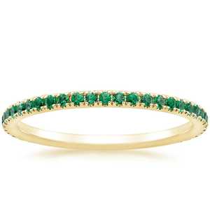 Ensemble de bagues empilables en émeraude naturelle ronde colorée, hypoallergéniques, en or 14K 18K, pour femmes, usage quotidien, vente en gros de bijoux de mode simples - Product Image 1