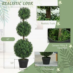 Set di 2 Alberi Artificiali di Bosso a Sfera per Interni ed Esterni, Piante Finte Verdi in Vaso, Durevoli ed Eleganti per l'Arredamento Domestico - Product Image 4