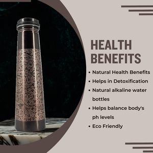 Engraved back antique <b>Copper</b> <b>Bottle</b> 1 Litre With Glass <b>Copper</b> <b>Bottle</b> Leak Proof Food Safe Dishwasher Microwave Safe 950ml - Product Image 5