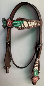Top Vente Cheval En Cuir Headstall & Collier De Poitrine Ensemble Tack En Cuir De Vache En Cuir Véritable Logo Personnalisé Produits Occidentaux - Product Image 6