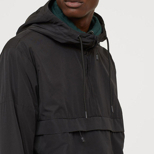 Veste coupe-vent légère en polyester et élasthanne, fournisseur en gros de vêtements de sport athlétiques, vêtements de course en plein air, anorak noir - Product Image 2