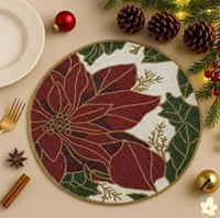 Polyester-Baumwoll-Perlenuntersetzer im Boho-Design, rund, umweltfreundlich, wiederverwendbar, handgefertigt, 300 mm Durchmesser