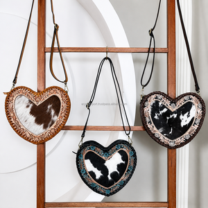 Bolso de Hombro de Cuero Vacuno con Cremallera y Gran Capacidad para Mujer, Bolso de Hombro Individual en Forma de Corazón de Cuero Genuino - Product Image 5
