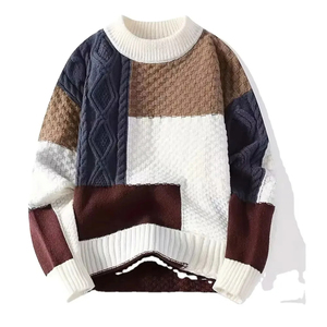 Men's Knitted Sweater Solid Color Long Sleeve Pullover Autumn Wear 100% Acrylic Standard <b>Thickness</b> Knitted Sweaters - Product Image 1