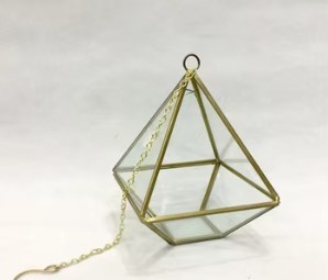 Elegant geometric glass terrarium with metal <b>frame</b> hanging planter modern decor for succulents air <b>plants</b> indoor display - Product Image 5