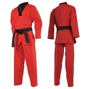 Uniforme de Taekwondo Rojo 100% Algodón, Duradero, Corte Regular, Unisex para Adultos, Kit de Ropa para Artes Marciales - Product Image 1