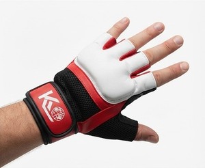 Guantes de Fitness Ligeros K de Medio Dedo, 0.5 kg, Rojos y Blancos, de Malla y Neopreno, con Correa Ajustable para la Muñeca, para Levantamiento de Pesas, Entrenamiento en Gimnasio, Unisex - Product Image 2