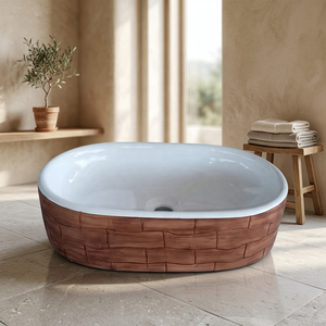 Vasque de comptoir ovale en céramique de luxe moderne couleur chocolat foncé pour salle de bain, hôpital et centre commercial - Product Image 4