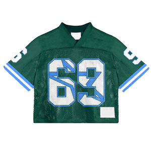 เสื้อฟุตบอลอเมริกันแบบตาข่ายระบายอากาศ ออกแบบได้ตามต้องการ แขนสั้น พิมพ์ลายโลโก้ด้วยความร้อน โรงงานผลิตโดยตรง - Product Image 4