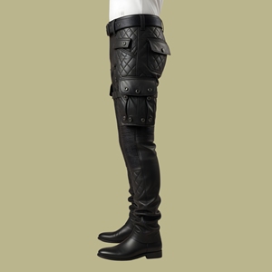 Pantalon en cuir véritable pour homme de haute qualité, style punk, jeans, pantalon BLUFF, pantalon de motard - Product Image 3