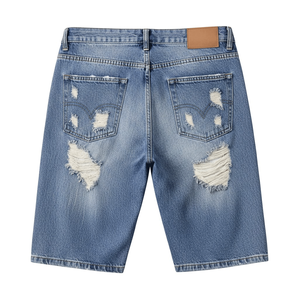 Fabricante de Shorts de Mezclilla Elástica con Pedrería, Tratamiento de Lavado Superior, Resistentes a la Decoloración, Diseño de Alta Retención - Product Image 2