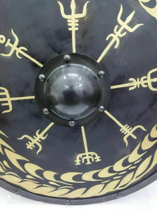 Escudo Vikingo Medieval de 24 Pulgadas, Hecho a Mano en Acero, con Recubrimiento en Polvo Negro, Patrón Animal Vintage, Escudo Decorativo de Pared Histórico - Product Image 3