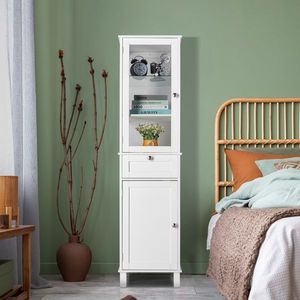 Mobile da Bagno FCH con Cassetto Singolo e Doppia Anta in MDF Verniciato a Spruzzo Bianco, Armadietti per Soggiorno - Product Image 5