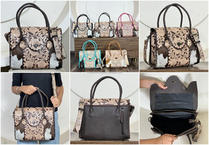 OEM ODM New Manufacturer <b>Tooled</b> <b>Leather</b> Cowhide Handbag for Women Genuine <b>Leather</b> Crossbody Tote Purse Satchel Hair On Hide Bag - Product Image 3