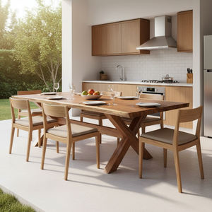 Mesa de Comedor de Madera Maciza de Suar con Borde Natural, Duradera, Hecha a Mano, Ecológica, Diseño Moderno, para 6 Personas, Color de Veta de Madera Único X - Product Image 3