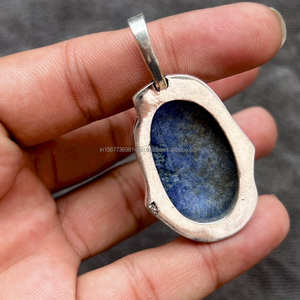 Collar con colgante de plata de ley 925, piedra preciosa lapislázuli natural, colgante para regalo de San Valentín, colgante para ella - Product Image 5