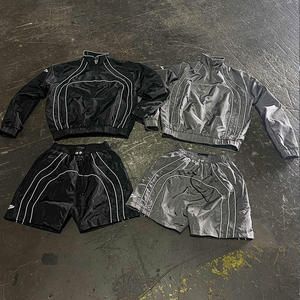 <b>Mens</b> Windbreaker Short Set Lightweight Nylon Streetwear Custom Nylon Short Set <b>Men</b> Casual Summer Tracksuit Outfit - Product Image 2