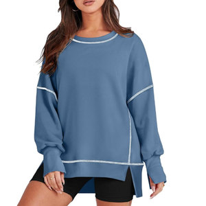 Sweat-shirts surdimensionnés pour femmes, dernière conception OEM/ODM, haute qualité, personnalisés, manches longues, épaules tombantes, coton respirant - Product Image 6