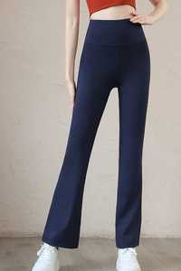 Wholesale Custom Mid Waist Skinny Fit Fleece <b>Flare</b> Yoga Pants Breathable Stretchy Workout <b>Leggings</b> Solid - Product Image 6