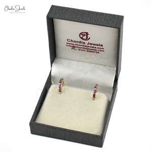 925 Sterling <b>Silver</b> 4X2MM Baguette Cut Garnet Gemstone Hoops Micron Plated Latch <b>Back</b> <b>Earrings</b> Minimal Jewelry for Women - Product Image 4