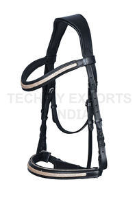 Bridon de cheval en cuir noir de qualité supérieure avec frontal et muserolle à paillettes pour l'équitation - Product Image 5