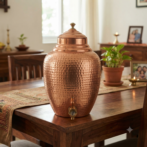 Matka distributeur d'eau en cuivre martelé artisanal avec couvercle et robinet en laiton pour la maison, la cuisine, l'hôtel, le restaurant, le stockage de boissons - Product Image 4