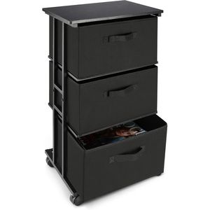 Cassettiera Nera in Tessuto con 3 Cassetti, Unità di Stoccaggio Verticale per Camera da Letto, Armadio, Ufficio - Product Image 1
