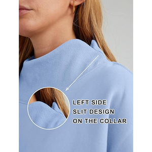 Custom Logo Sky Blue Crewneck Sweaters Oversized Embroidered <b>Mock</b> Neck Sweatshirt <b>Turtleneck</b> Sweatshirts Gym Wear Tops for Women - Product Image 4