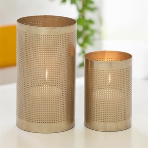Cylinder <b>Brass</b> Candle Holder Set Heat Resistant Home Decoration <b>Lanterns</b> - Product Image 1