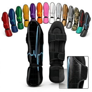 Protège-tibias en cuir de qualité supérieure pour MMA et Kickboxing, avec logo personnalisé, pour la protection des jambes, entraînement de Muay Thai et boxe pour les combattants - Product Image 1
