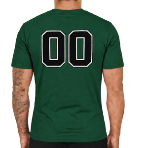 T-shirt ajusté vert foncé pour homme, manches courtes, col rond, imprimé personnalisé, coupe slim, décontracté, en coton, vente en gros, streetwear, sport - Product Image 2
