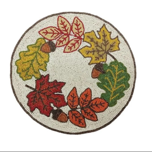 Handmade Luxury Needlework Seed <b>Bead</b> Placemat From India Square Glass Pad Decor Tableware by Creative Art Zone - Product Image 2