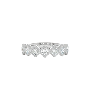 Designer Eternity Band Round Lab Grown Diamond 18K Solid Gold Wedding Band Milgrain Vintage Style Stackable Ring <b>Bridal</b> Jewelry - Product Image 3