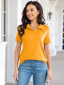 T-shirt de sport décontracté en jersey tricoté respirant à manches courtes de couleur unie pour femme - Product Image 3