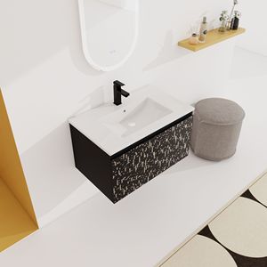 Mobile bagno sospeso da 30 pollici con lavabo in ceramica e anta con chiusura ammortizzata, kit di montaggio (KD) - Product Image 4