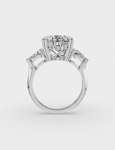 18K White Gold Oval Lab Grown Diamond Three Stone <b>Ring</b> Pear Side Pave IGI Certified Luxury Bridal - Product Image 2