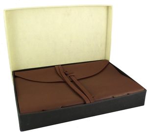 Large Genuine Leather Hardcover Journal <b>Planner</b> with <b>A4</b> Pages Custom Logo Option Gift Box Included-Rich Dark Brown - Product Image 3