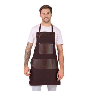 Tablier en cuir vintage couleur cognac, tablier de boucher en cuir pleine peau à une sangle, tablier en cuir personnalisé avec logo - Product Image 2