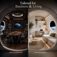 Capsule spatiale mobile futuriste, showroom intelligent, maison préfabriquée, bureau conteneur avec système de contrôle intelligent