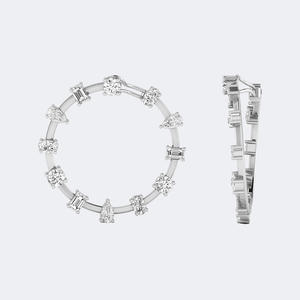 ต่างหูห่วงวงกลมแบบเปิดประดับเพชรทรงผสม 0.70 กะรัต - Product Image 5